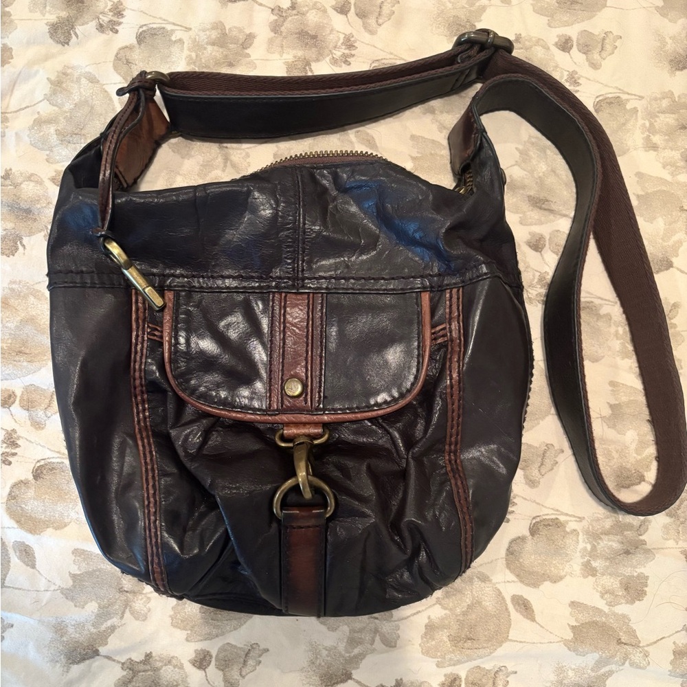 Fossil Floral Lined Leather Bag